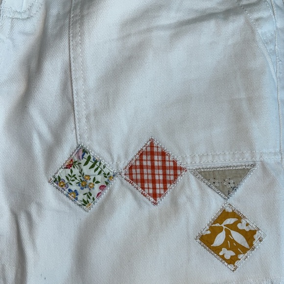 🆕 EASEL Love Stitch White Denim Patchwork Frayed Edge Shorts Cotton Size Small - Picture 7 of 13